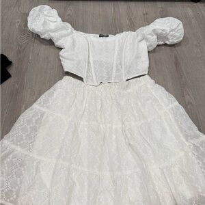 Elegant White Lace Skirt and corset